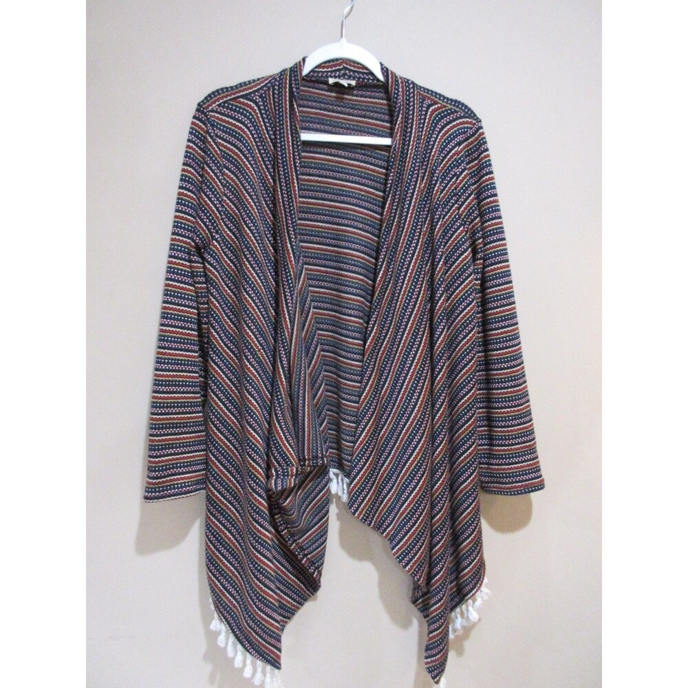 Lily White Open front Cardigan Womens Large striped